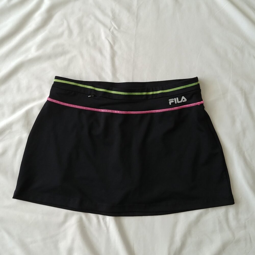 FILA SPORTBLACK SHORT SKIRT SKORT WITH MULTI-COLOR WAISTBAND Medium